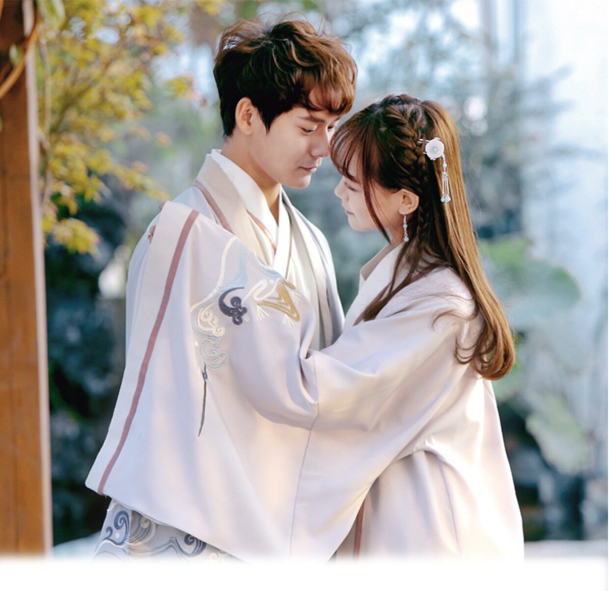 夕山谣传统汉服女装大袖氅衣刺绣男女cp情侣日常广袖襦裙古风套装