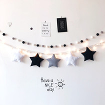 ins Nordic style black and white star string LED starlight string hair ball string set Room dormitory decoration wall decoration