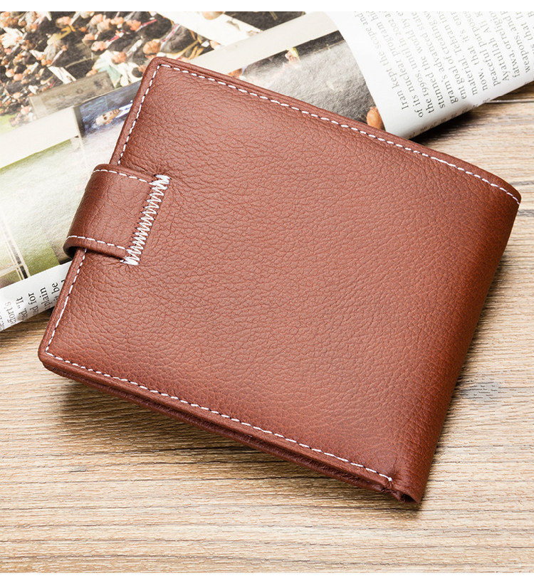 香港正品真皮男士短款钱包时尚男生横款简约小皮夹真皮学生钱夹软
