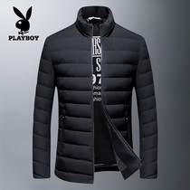 Playboy down jacket mens short autumn and winter leisure thick warm and slim youth stand collar coat mens clothing