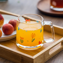 Nordic glass water Cup couples ins flower tea Net red juice black tea beverage cup office large capacity Cup