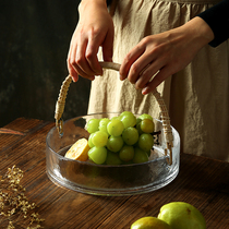 Portable fruit basket glass fruit plate living room snacks storage plate Net red restaurant creative high-value meal tray