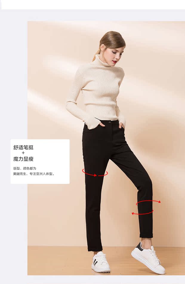 诗燕修身小腿裤2016秋冬新品女裤加绒ol风显瘦休闲裤长裤子62167