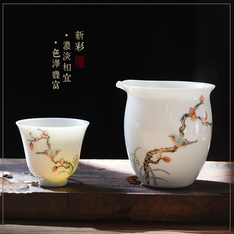 Jingdezhen ceramic fair keller hand - made painting of flowers and birds kung fu tea set orchid apple, cherry and a cup of tea is tea sea