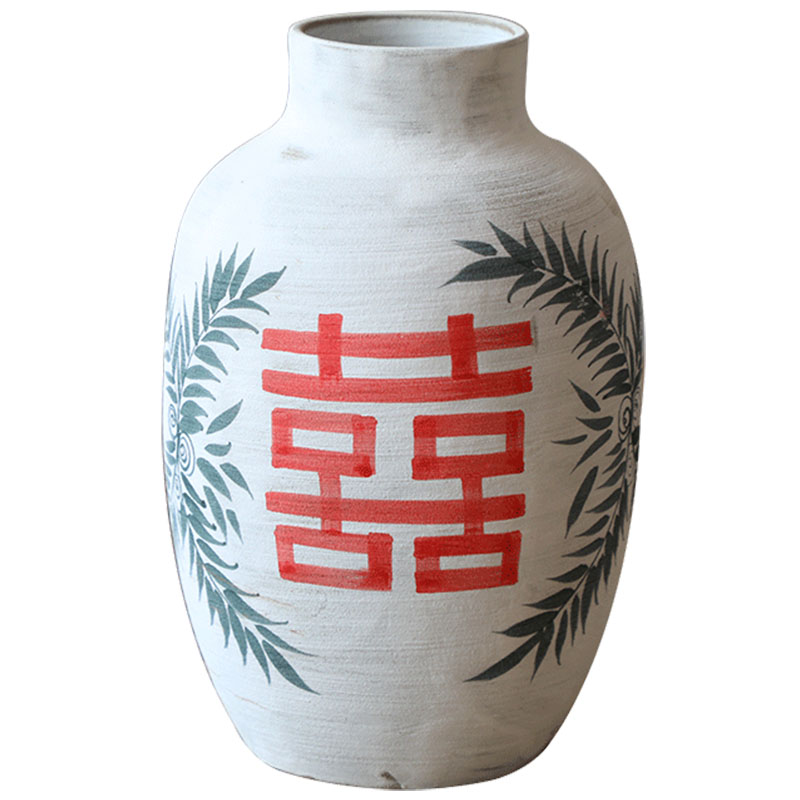 Restoring ancient ways, every crude TaoHua ware porcelain jingdezhen new Chinese style wedding happy character flower arranging dried flower vase furnishing articles ceramics