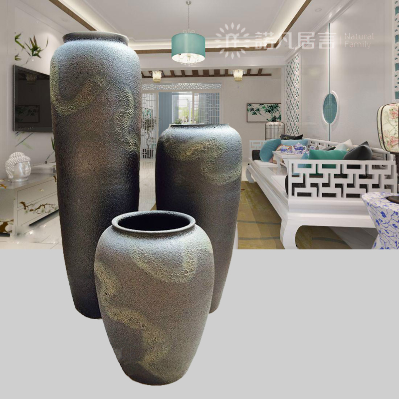 Large vases, ceramic dry flower arranging flowers color glaze up modern Chinese style living room hotel furnishing articles European - style villa