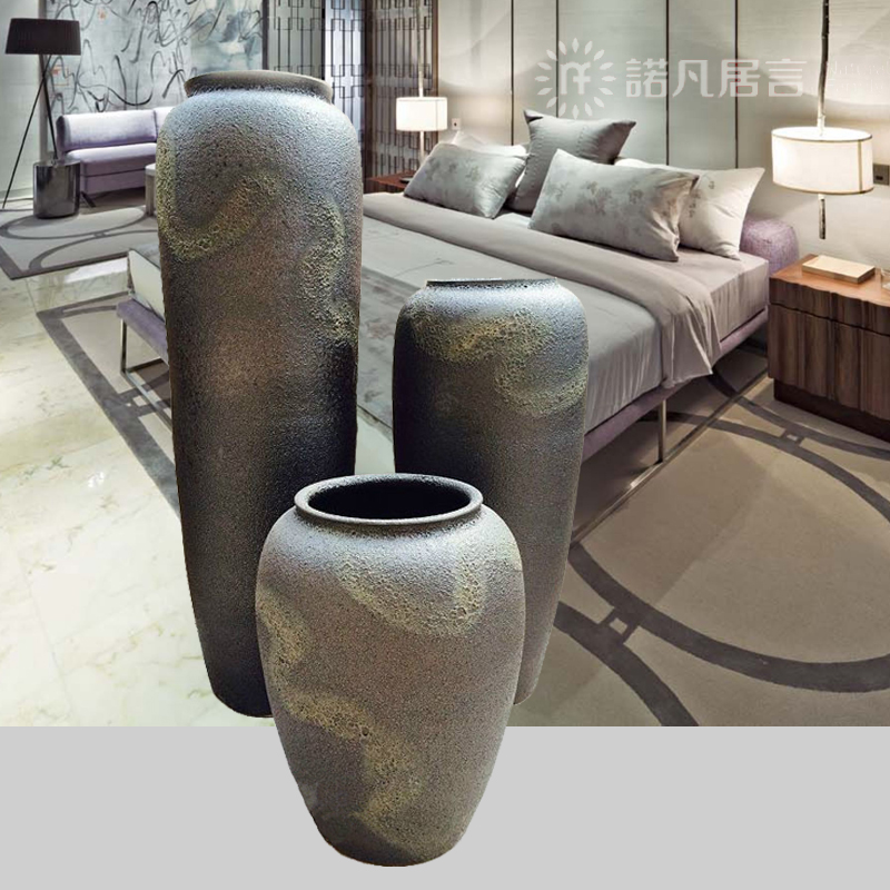 Large vases, ceramic dry flower arranging flowers color glaze up modern Chinese style living room hotel furnishing articles European - style villa