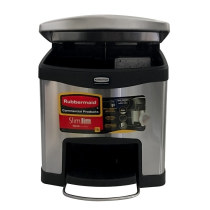 Rubbermaid American Lebermei front pedal stainless steel pedal trash can 15L black 1901982