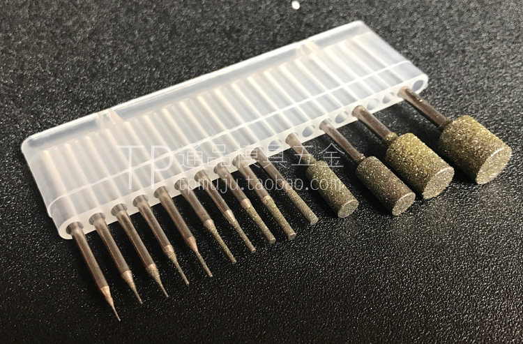 玉雕工具 a针 金刚石磨头 平头圆柱形 玉石雕刻刻字精修2.35mm杆