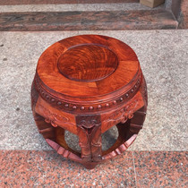 New Chinese style Burmese Rosewood big fruit red sandalwood carved Ruyi drum stool table stool tea table stool changing shoe stool