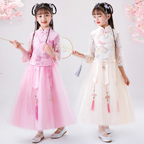 2021 new girls Hanfu suit summer thin Chinese style children Tang dress dress Chinese style costume Super fairy dress