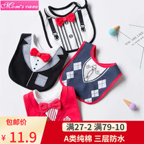 Foreign trade pure cotton newborn baby childrens three-layer waterproof bib male and female baby bow tie embroidered saliva towel and rice bib