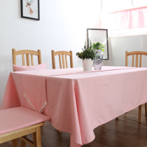 Girl pink dining table cloth Rectangular solid color dessert table coffee table Childrens room decoration cover cloth round tablecloth tablecloth