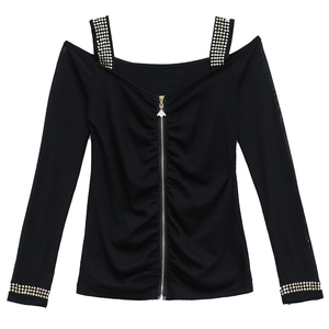 New type of T-shirt with diamond collar shoulder and long sleeve