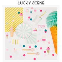 (Auspicious Props) Mint Stripe Series Paper Cup Paper Tissues Childrens Birthday Party Arrangement Photography