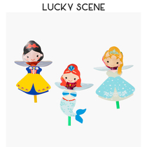 (Auspicious props)Princess style lollipop decorative paper card Six day DIY party Kindergarten decorative card