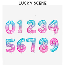 (Auspicious props) 40 inch single-sided colorful starry sky blue purple thin body big digital birthday party wedding decoration