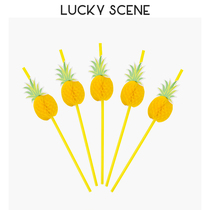(Auspicious Props) 3D Pineapple Fun Straw Disposable Solid Birthday Pool Party Supplies Summer