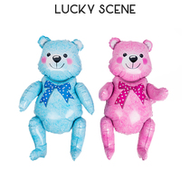 (Auspicious props) 4D three-dimensional Bear balloon powder blue childrens birthday party decoration background aluminum film
