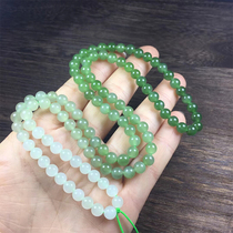 Natural Hetian jade necklace 6mm white jade jasper gradient color chain 108 men and women buddha beads necklace