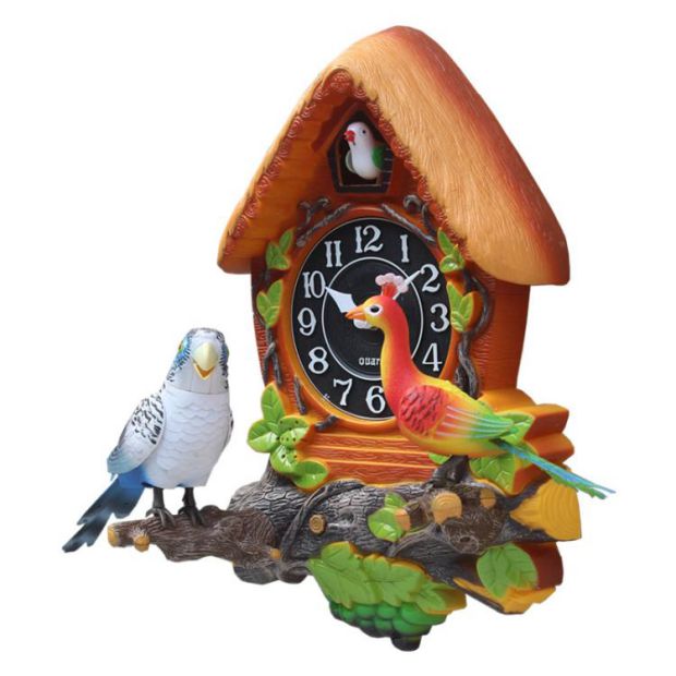 声控布谷鸟挂钟咕咕钟儿童房间卧室挂表卡通小鸟创意报时钟学生表