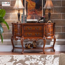 American Solid Wood Door Hall Cabinet Eu Style Suxuan Cabinet Decoration Cabinet Retro Dining Side Cabinet Net Red Sculpted Flowers Leaning Against Wall Cabinet