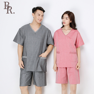 徐兄弟汗蒸服女款纯棉浴服情侣桑拿服高端浴衣套装全棉加大码浴服