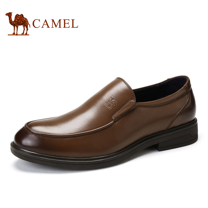 Camel骆驼男鞋 秋季男士商务正装复古舒适轻盈套脚皮鞋产品展示图3