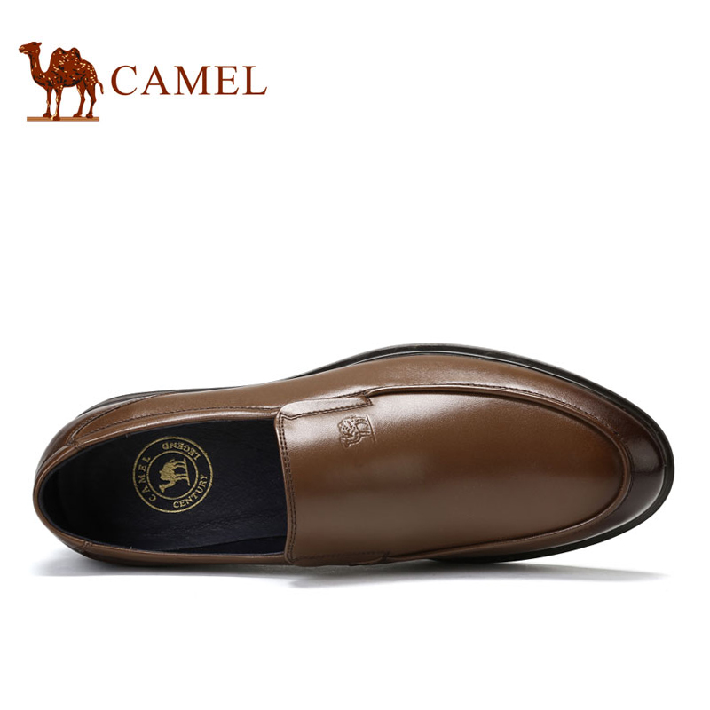 Camel骆驼男鞋 秋季男士商务正装复古舒适轻盈套脚皮鞋产品展示图5