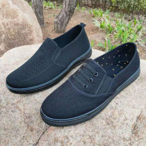 3520 middle aged breathable black Old Beijing Bushoe mens single non-slip and abrasion resistant Bull Fascia Bottom Dad Work Casual Shoes