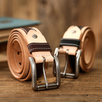 Handcrafted Original Plant Tannic Leather Head Layer Cow Leather Strap Mbbcar Lacquered Name American Vinocole Needle Buckle Woven Belt