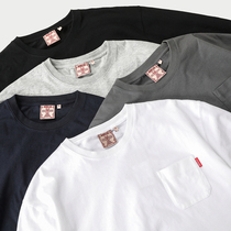 270g HEAVY POUND PURE COTTON POCKET RETRO FALL SHOULDER LOOSE LONG SLEEVE T-SHIRT MBBCAR NARROW WEB PURE COLOR MULTICOLORED UNDERSHIRT