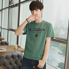 男士短袖t恤潮流个性纯棉体恤衫圆领韩版修身上衣服男装夏季半袖