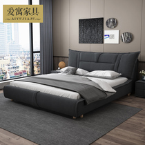 Aiyu fabric bed Double bed Simple modern Nordic bedroom cloth bed High box storage 1 8 meters bed ins removable and washable