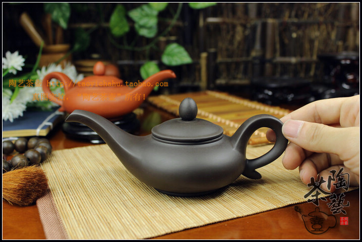 茶壶神灯壶长嘴壶紫砂壶朱泥壶陶瓷功夫茶具手握壶抛光130ml