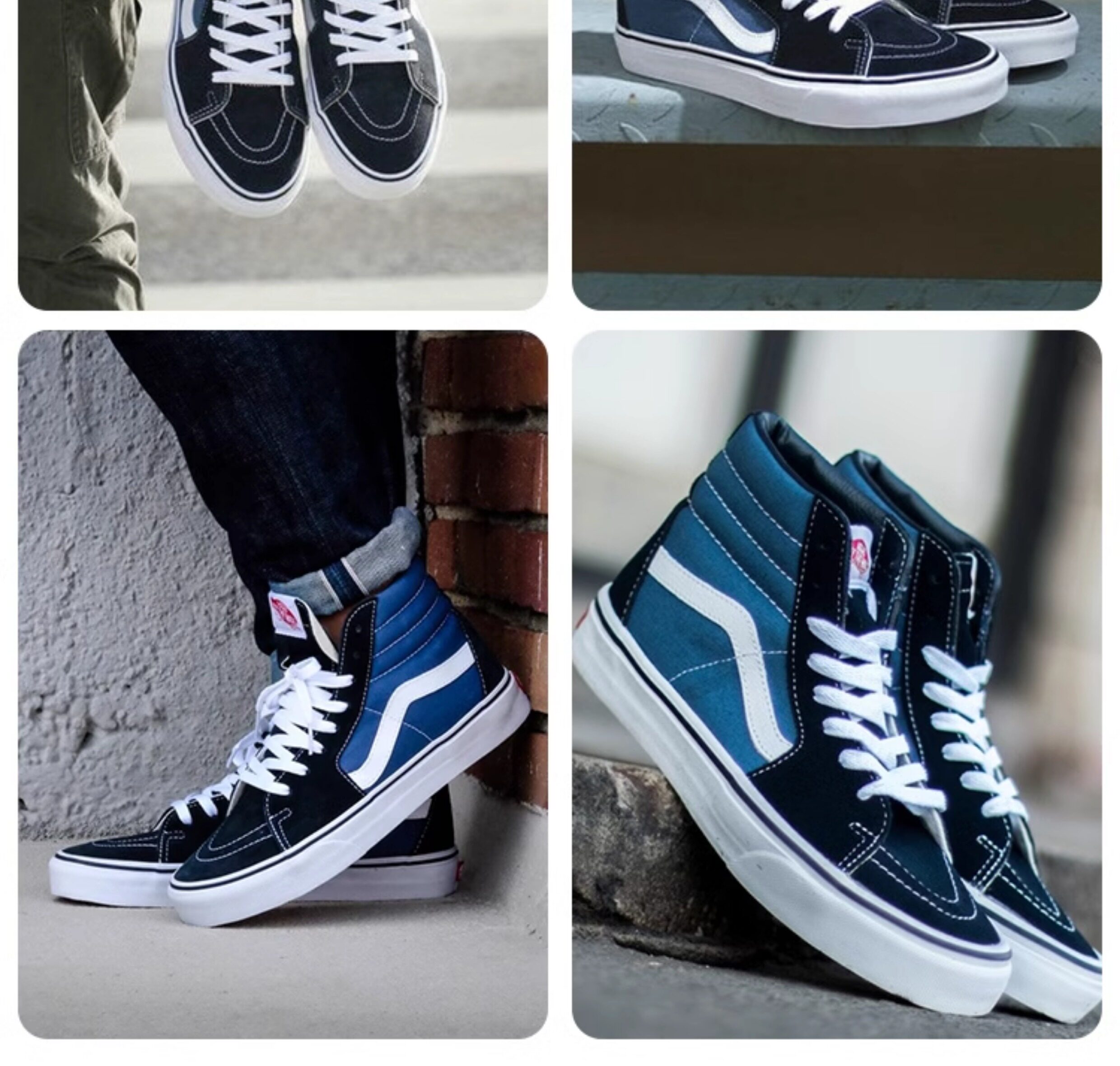 越墙vans范斯sk8hi经典款海军蓝高帮休闲帆布板鞋男vn000d5invy