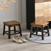 Multifunctional small square stool golden sandalwood and sandalwood