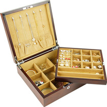 Beier Dandy jewelry box wooden jewelry storage box double wood grain box Princess European style with lock multi-layer gift Real