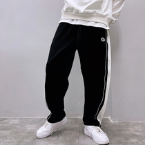 PGUP STUDIO SPRING AUTUMN NEW SIMPLE SIDE STRIPE PARQUET Corset Foot Straight Barrel Loose Casual Long Pants Man