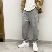 PGUP STUDIO Autumn national tide high street ruffian loose versatile three-dimensional print bouquet foot casual pants men ins