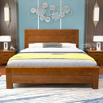 Chinese solid wood bed Double bed 1 8 meters 1 5 single air pressure bed with drawer high box storage bedroom storage bed