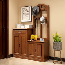 Entrance door Solid wood shoe cabinet Hanger one-piece household entry with coat rack Aisle Living room foyer entrance cabinet