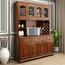 Solid wood wine cabinet Dining side cabinet One wall Living room Dining room Household high cabinet Four-door storage cabinet Entrance foyer cabinet
