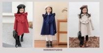 HININI original design 22 winter new products girls woolen French mid-length wool coat coat parent-child