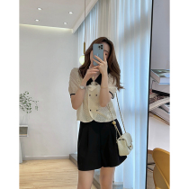 Willow homemade < lower tea white > small fragrant wind shirt short sleeve summer 50 high branch cotton embroidered leggings leggings