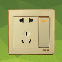 Chint one open 16A dual control five-hole 10A power switch socket champagne gold NEW6D one open two three plug panel