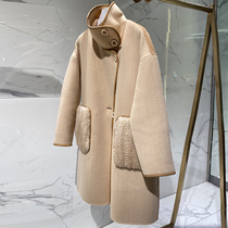 High-end fine Australia Two-sided big coat woman with long spell water mink loose wool coat 2021 winter new