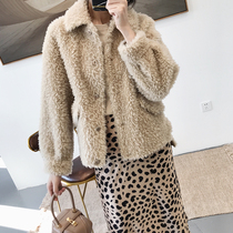 Australian grain lamb wool jacket woman small sub winter casual sheep cut velvet big coat leather fur integrated short fur
