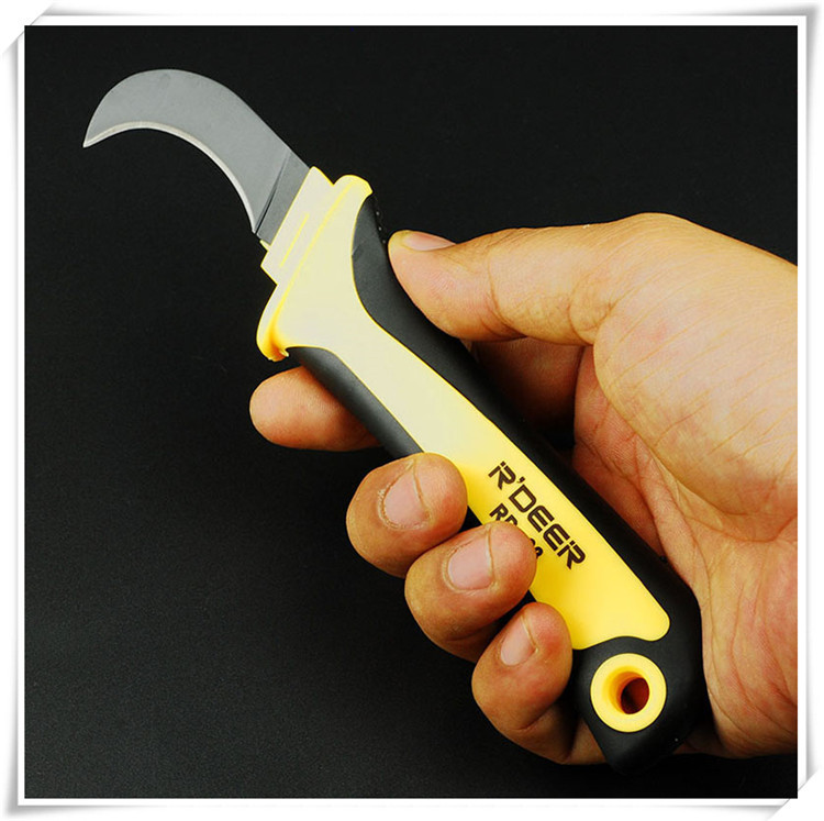 飞鹿 电工刀 直刃 弯刃弯头多功能多用电线剪电缆剥皮器线剪刀_7折