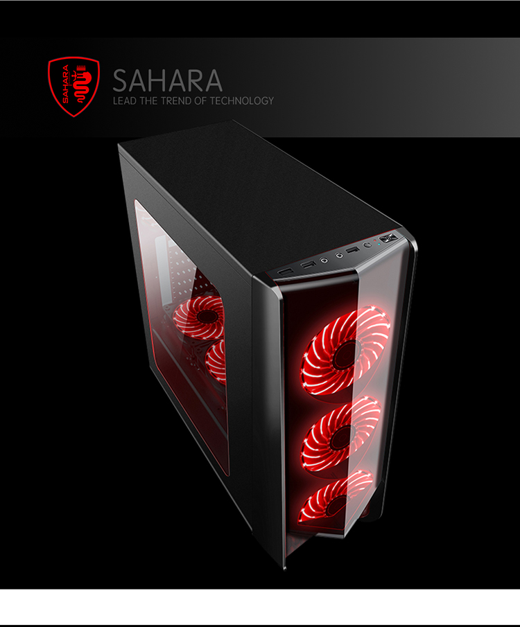 sahara撒哈拉 台式电脑主机游戏机箱 diy组装空机箱 usb3.0大机箱